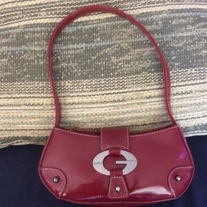 EUC GUESS Red/ Burgundy Patent Leather Shoulder Bag